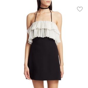 Alexis Barbara Bani Mini Little Black Dress With Ruffles Off White Size S